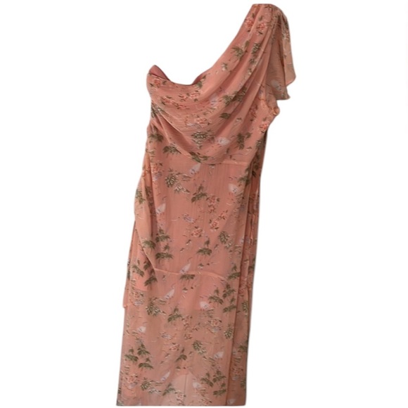 New size 10 banana republic one shoulder pink dress. Sweet southern print. - Picture 9 of 9
